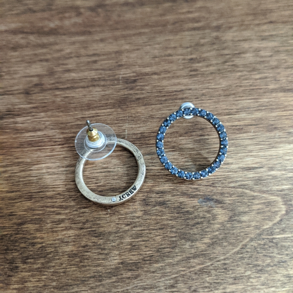 J.Crew blue rhinestone circle earrings